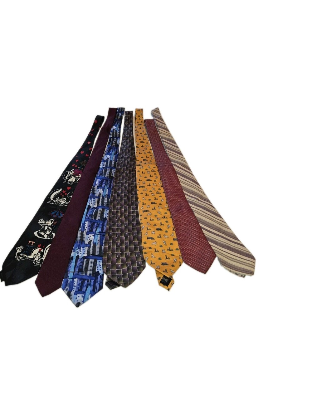 All Silk Neckties Lot Of 7 Various Designs Brands And Lengths